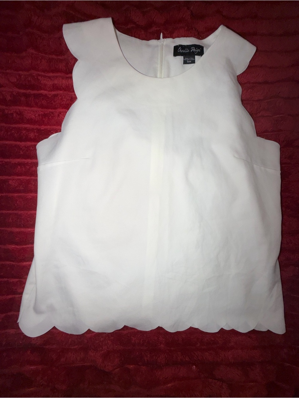 Charlie Paige White Scalloped-Hem Camisole